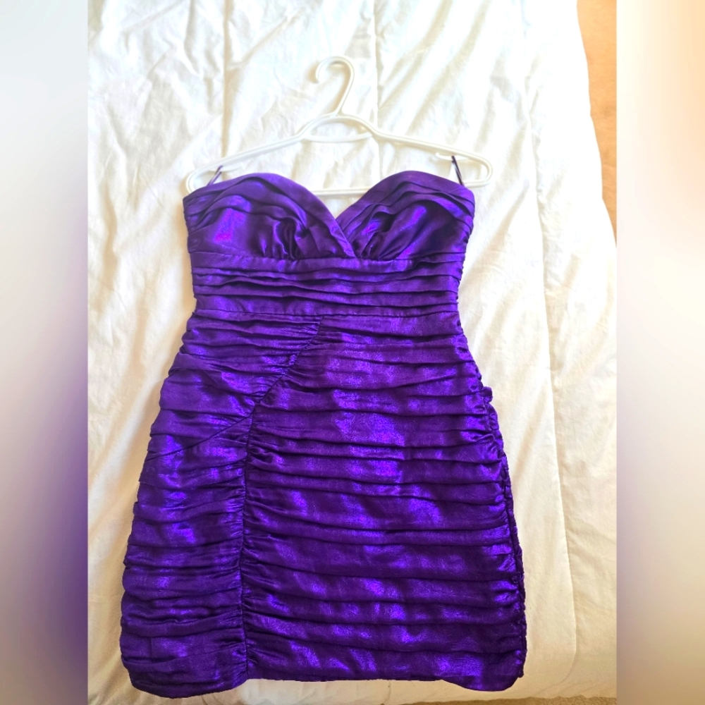 Zara purple rouched strapless mini dress M